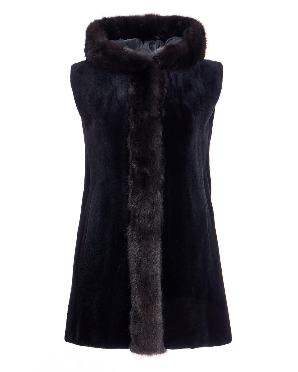 Reversible Sheared Mink & Sable Section Vest Product Image