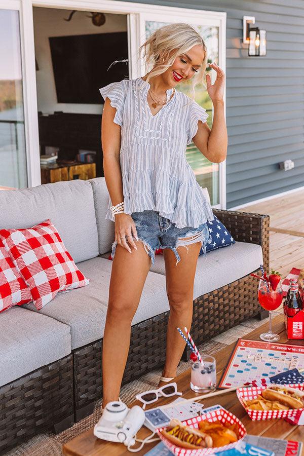 The Real Fling Shift Top In Blue Product Image