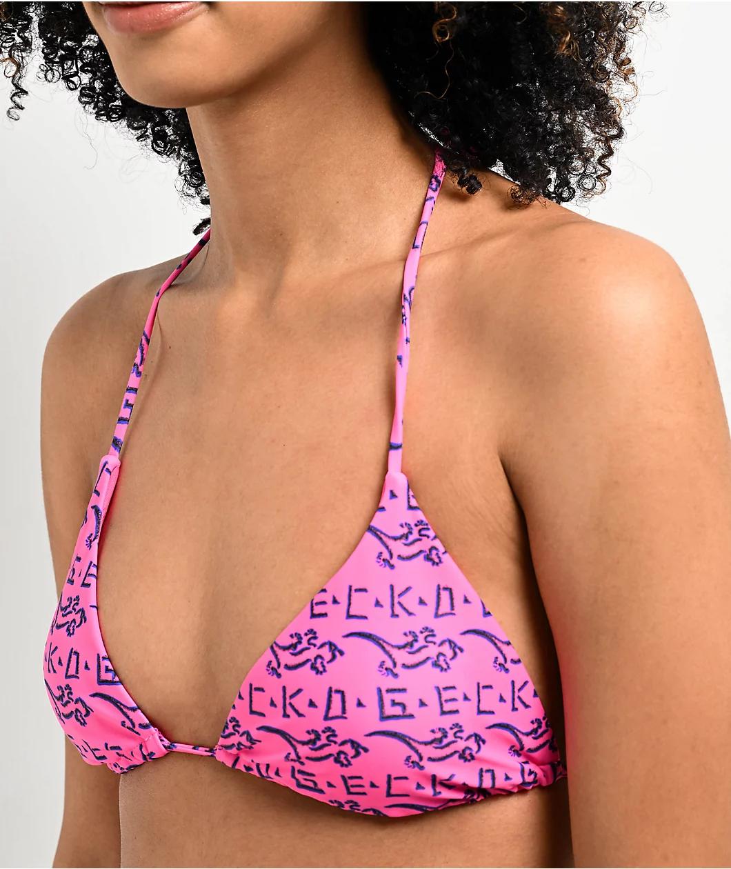 Gecko Hawaii Petro Pink Triangle Bikini Top Product Image