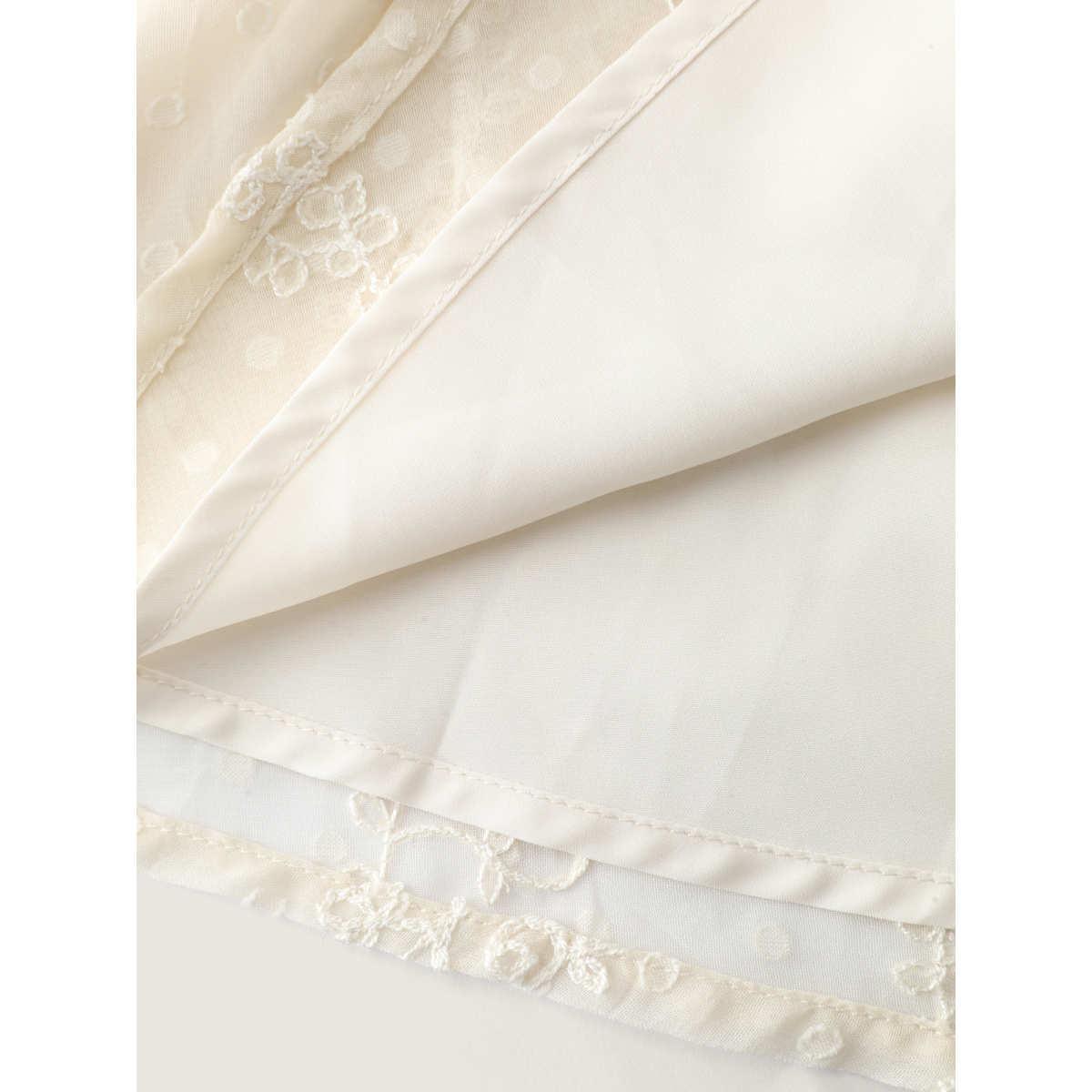 Plus Size Ivory Floral Embroidery Shirred Waist Blouse Women Romantic Sleeveless V-neck Elegant Blouses BloomChic 14-16/1X Product Image