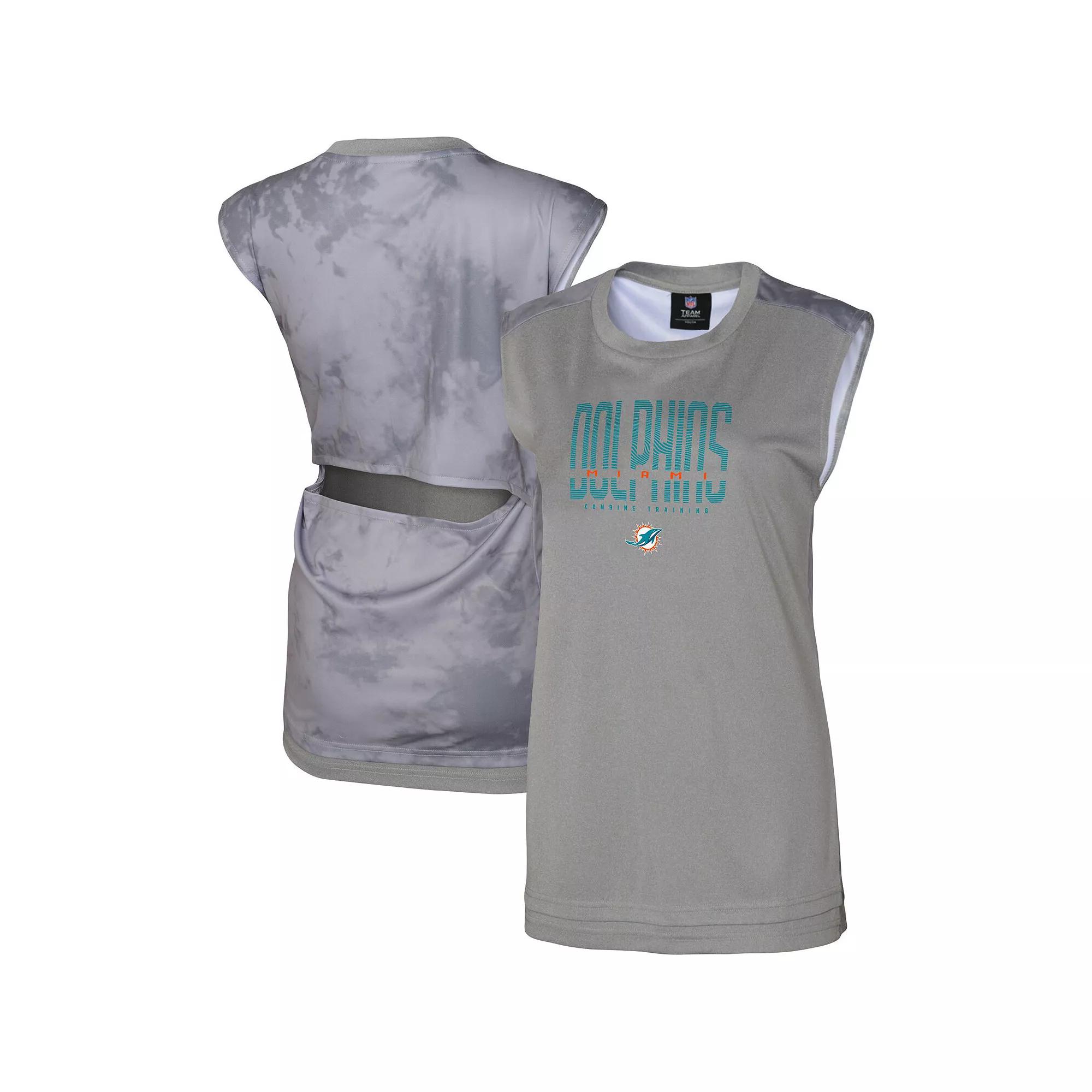 Women's Gray Miami Dolphins No Sweat Tank Top, Size: 2XL, Grey Product Image