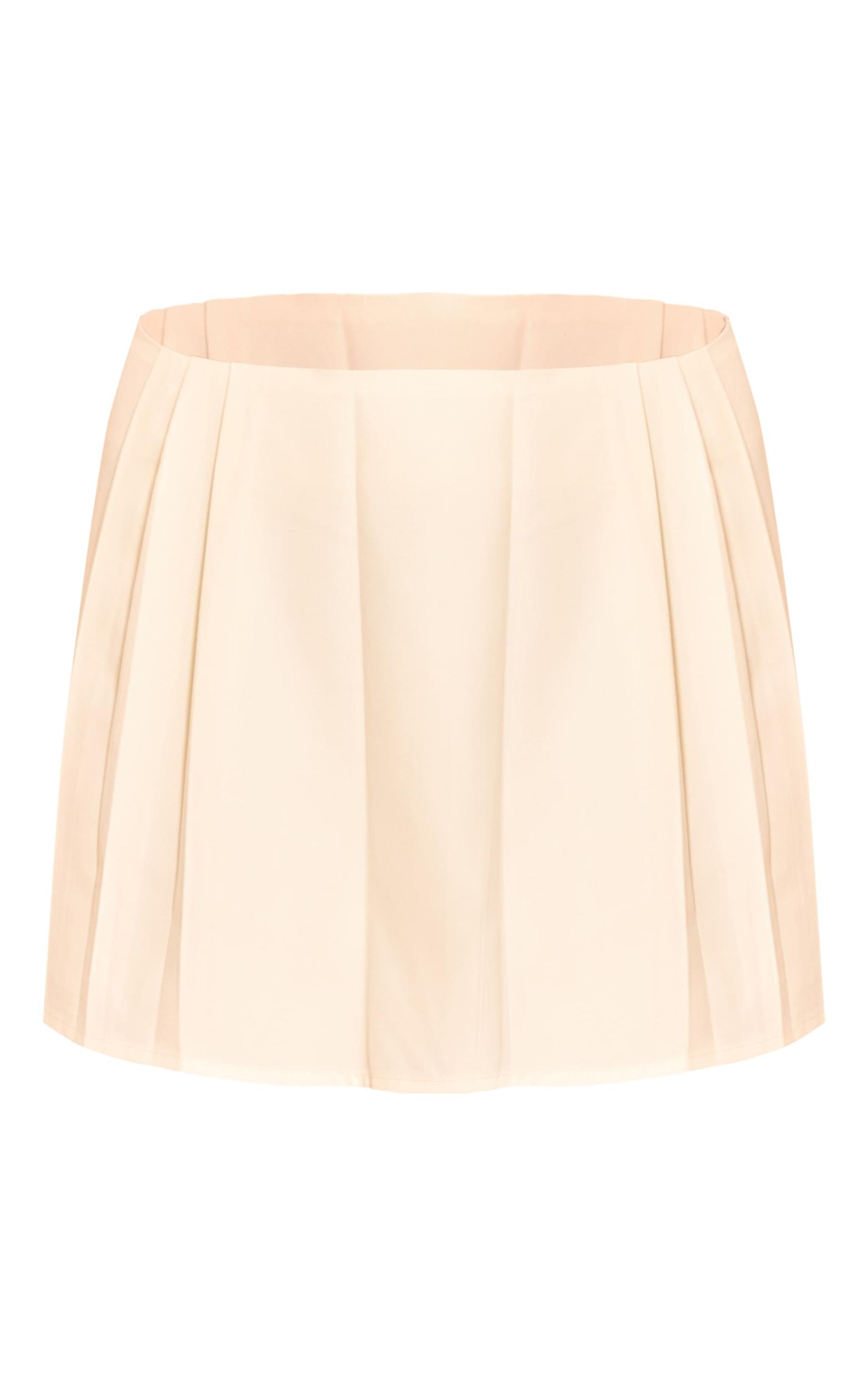 Cream Woven Pleated Mini Skirt Product Image