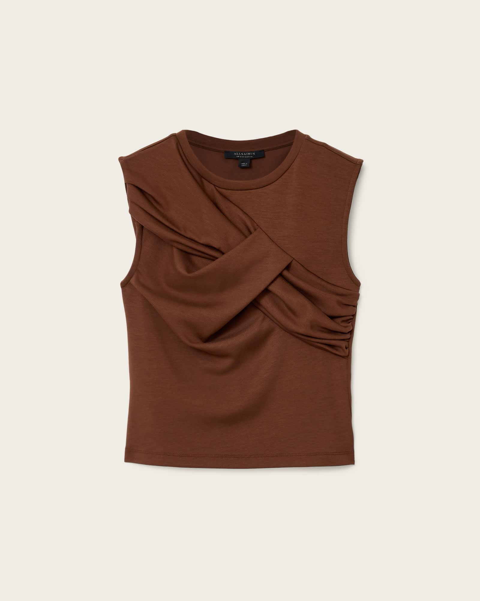 Nella Slim Fit Sleeveless Tank Top HOT CHOC BROWN | ALLSAINTS US Product Image
