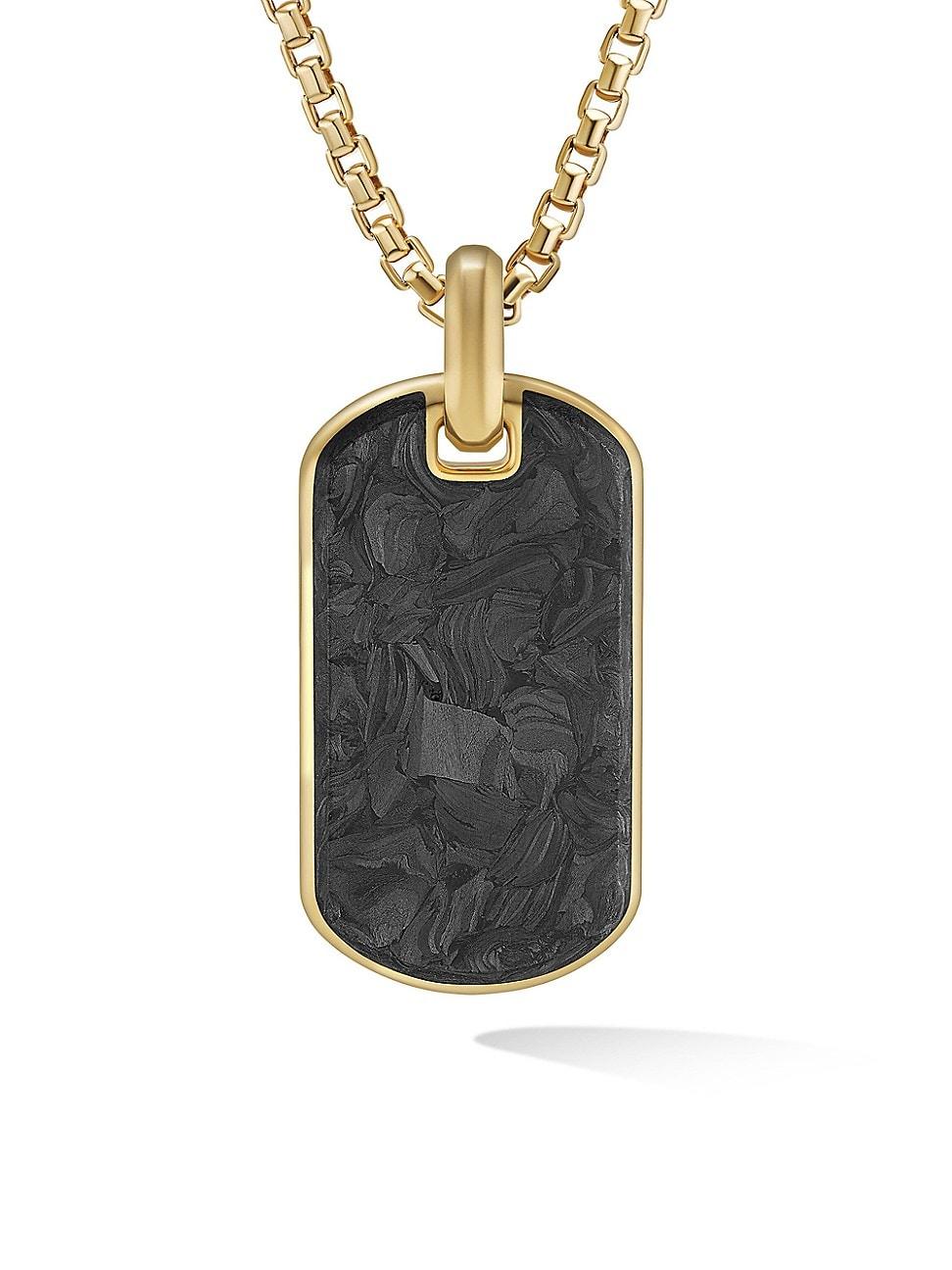Mens Forged Carbon Tag In 18K Yellow Gold Product Image