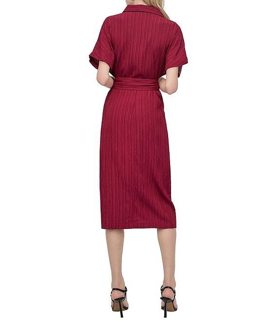 DKNY by Donna Karan Short Sleeve Pleated Shirt Midi Dress Product Image