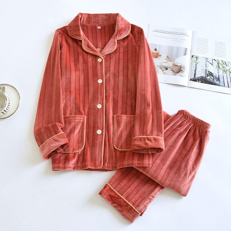 Couple Matching Striped Pajama Set Product Image