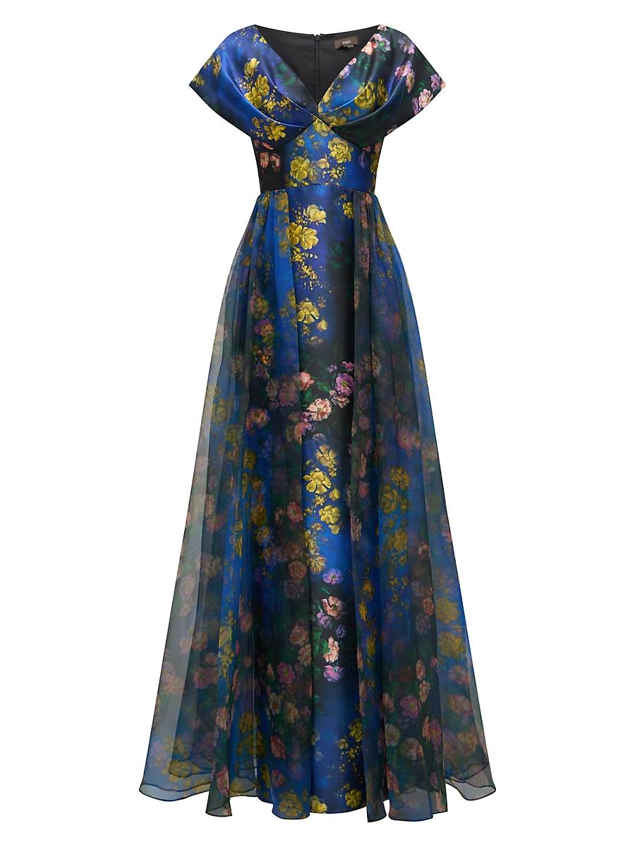 Womens Nadia Floral Mikado V-Neck Gown Product Image