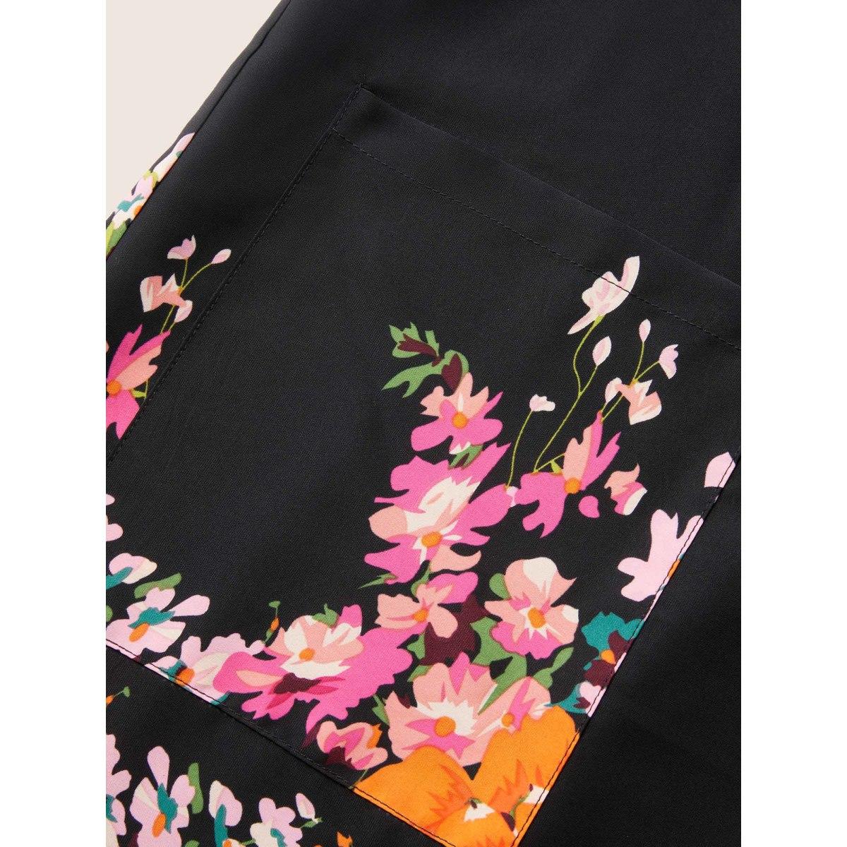 Plus Size Black Boho Print Patch Pocket Ties Jumpsuit Women Elegant Sleeveless Non Everyday Loose Jumpsuits BloomChic 14-16/1X Product Image