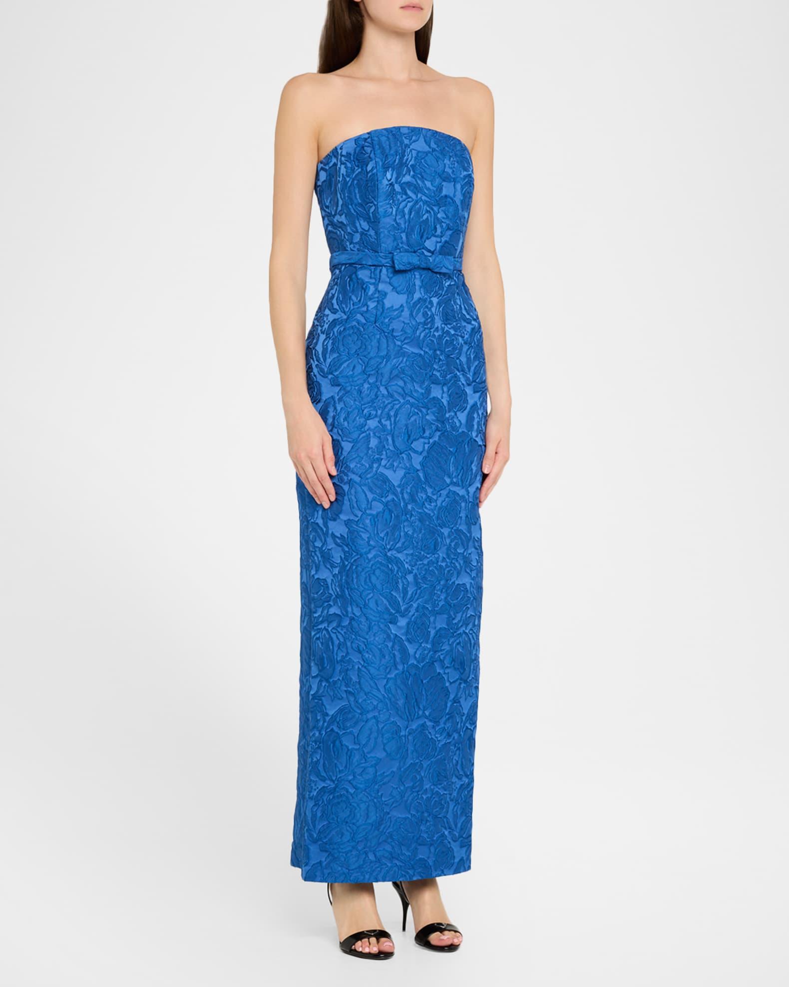 Sophia Strapless Floral Jacquard Column Gown Product Image