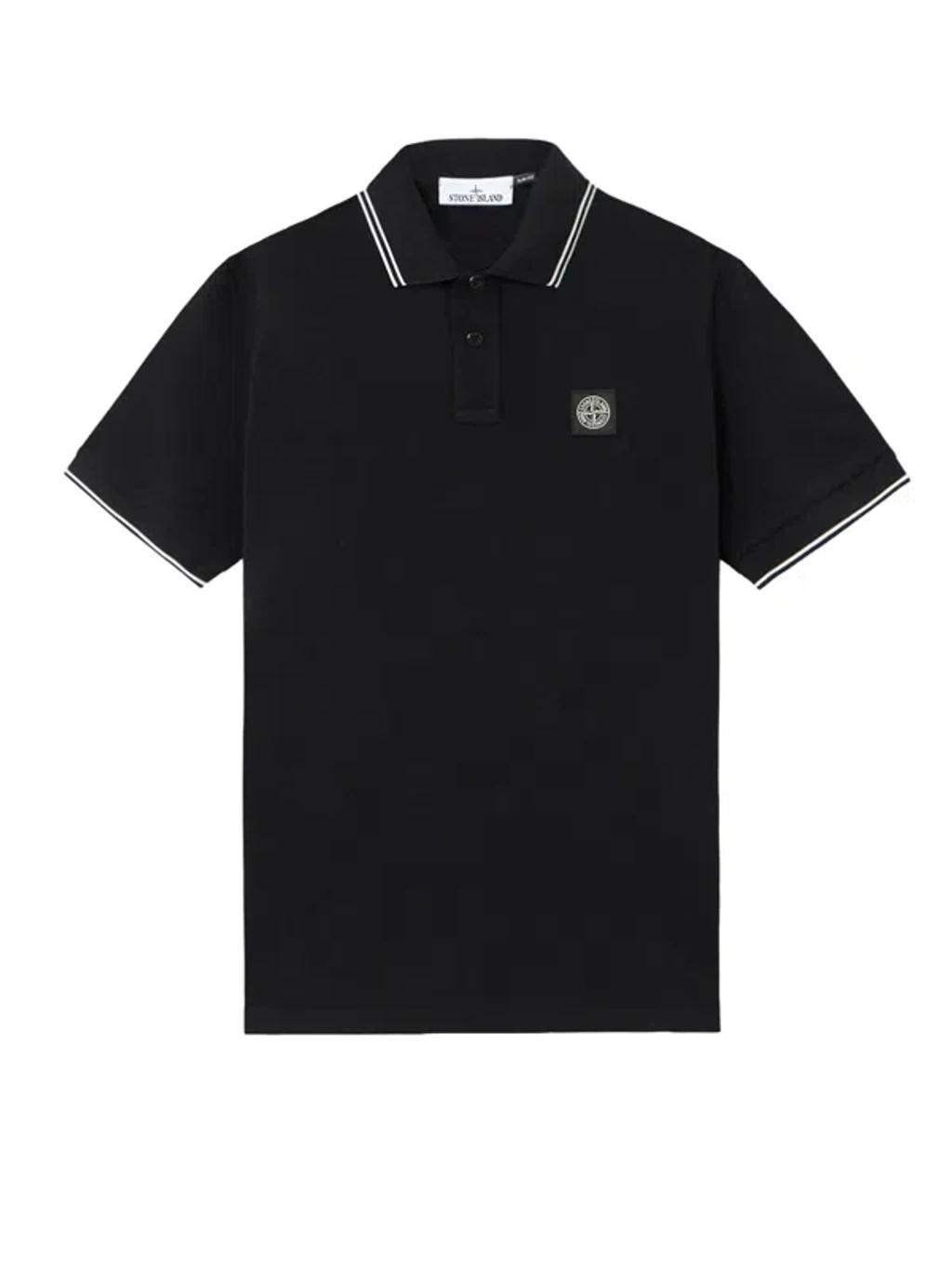 STONE ISLAND Mens Black Brand-patch Regular-fit Stretch-cotton Polo Shirt Xl Product Image