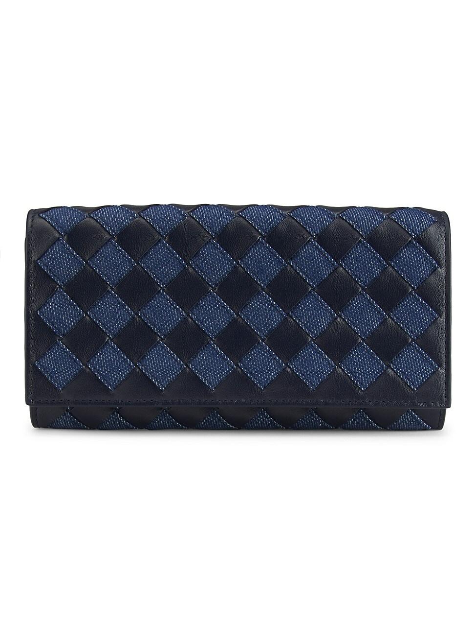 Womens Intrecciato Leather & Denim Wallet Product Image
