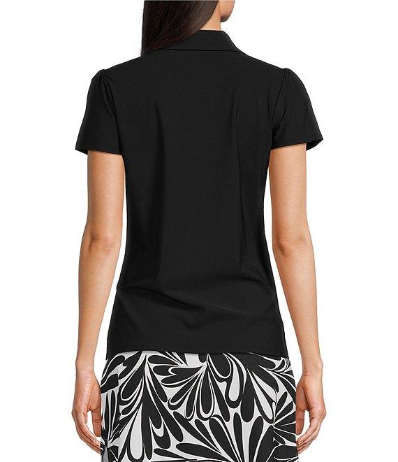 Jude Connally Angelica Brushed Jude Cloth Point Collar Button Neck Short Sleeve Top Product Image