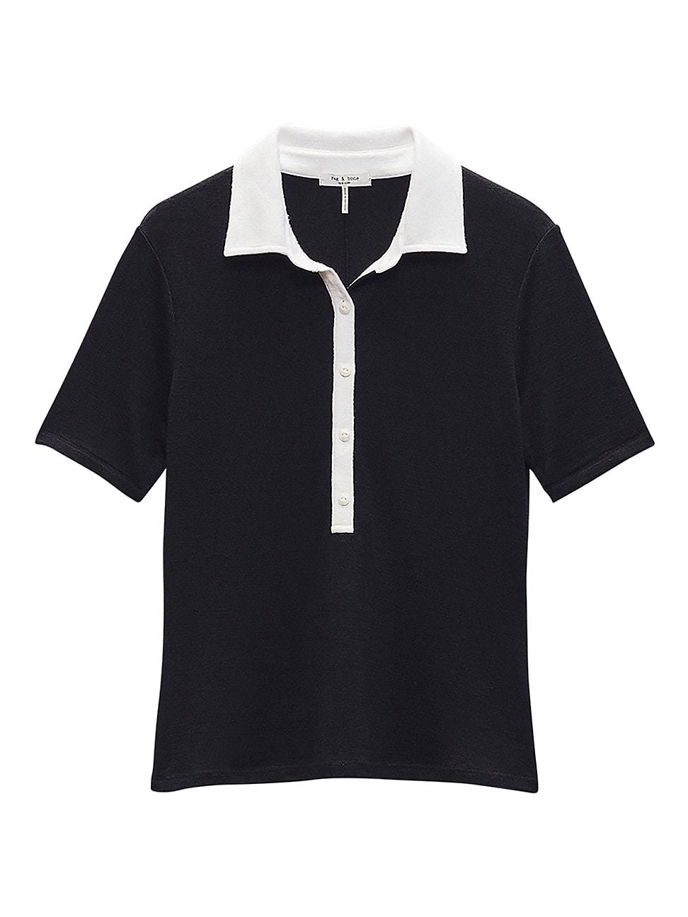 Womens Knit Button Short-Sleeve Polo Shirt Product Image