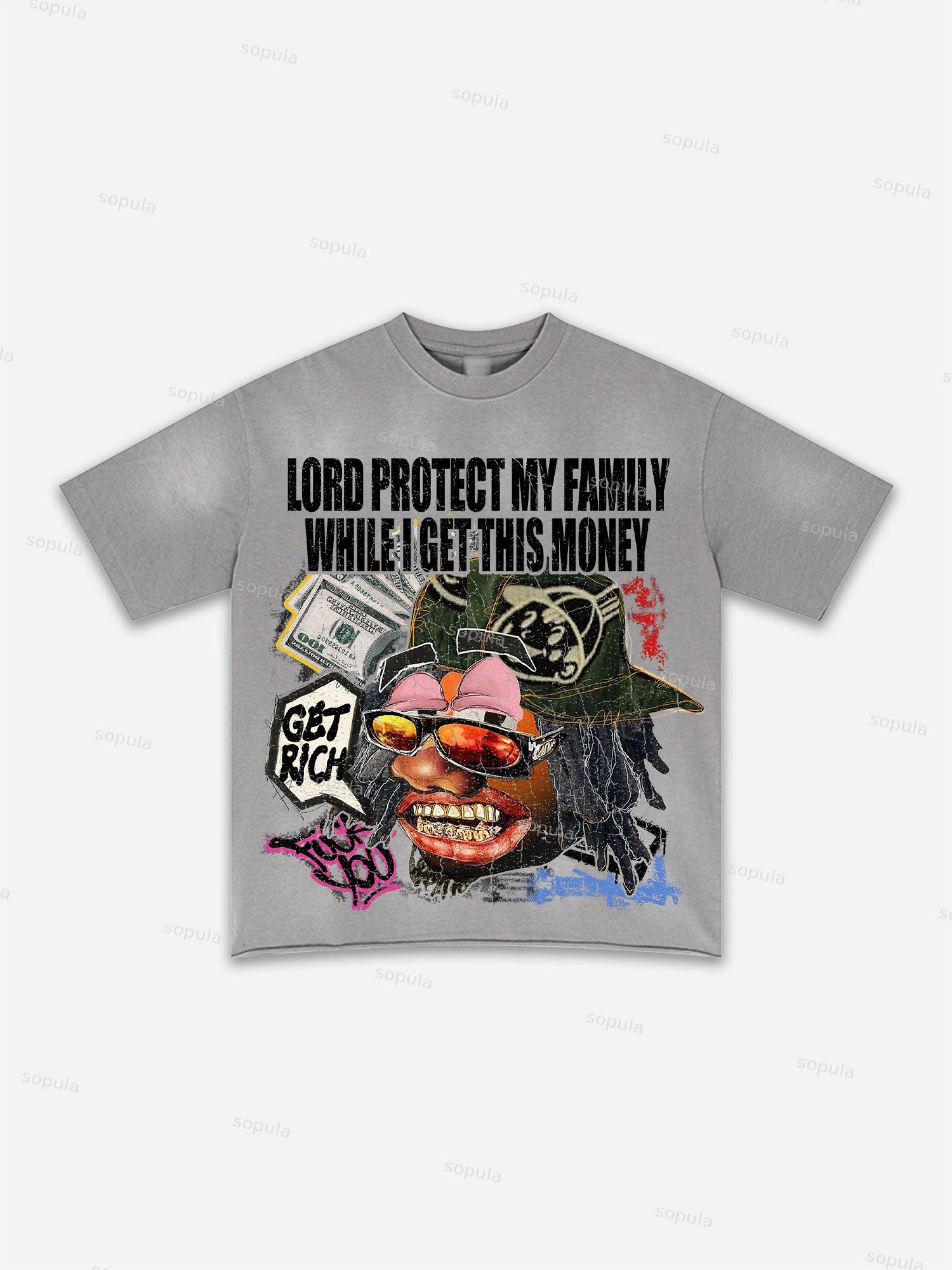 Authentic Abstract Portrait Print Washed T-shirt Product Image