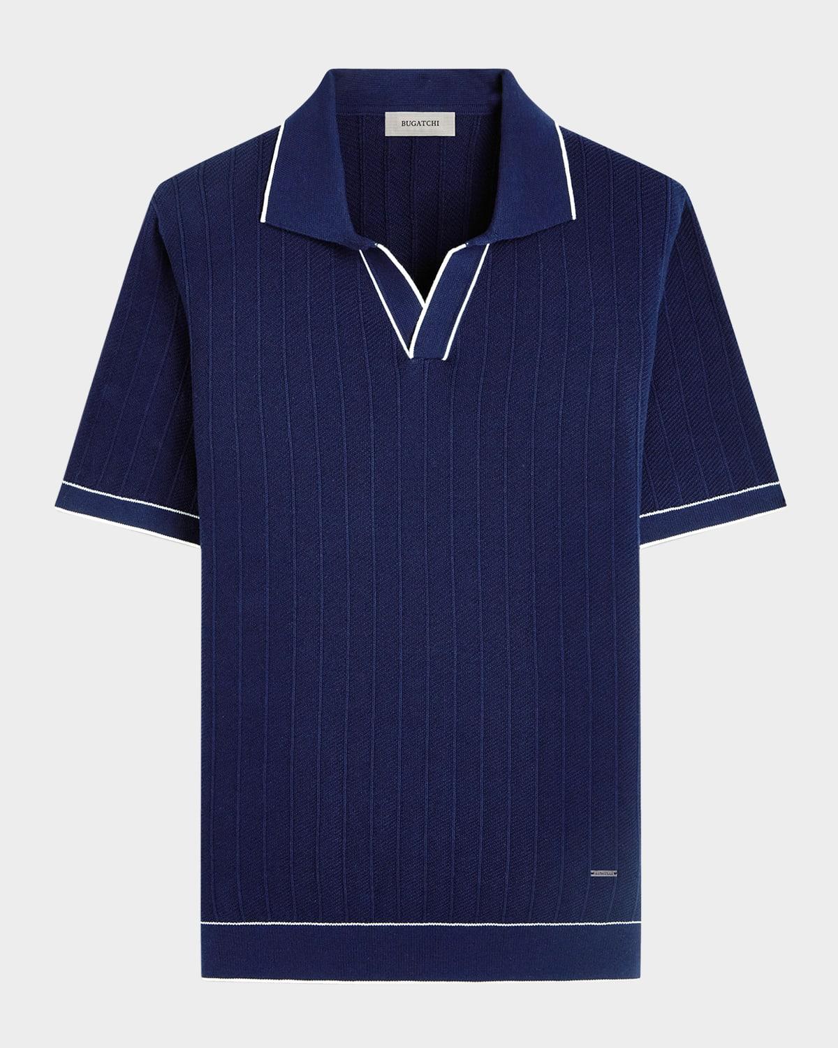 Mens Short-Sleeve Sweater with Johnny Collar Product Image