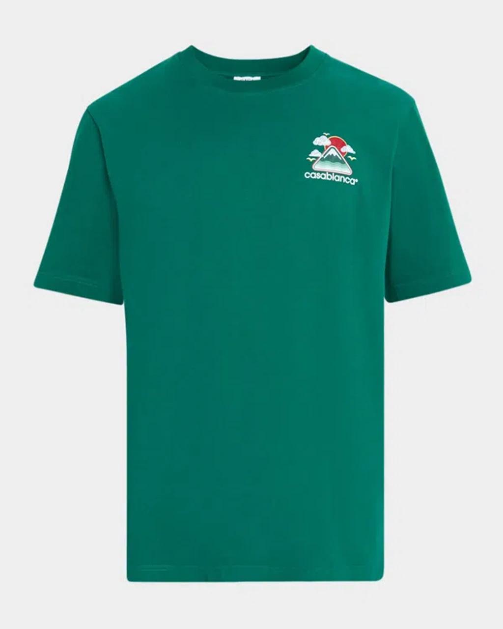 CASABLANCA Mens Montagne Ondulee Brand-print Cotton-jersey T-shirt In Green Product Image