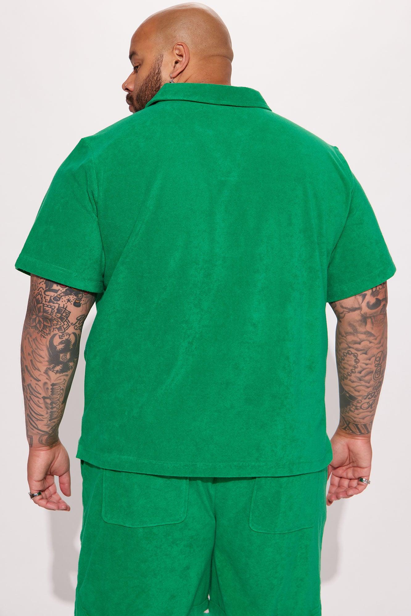 Dipped Terry Short Sleeve Polo - Green Product Image