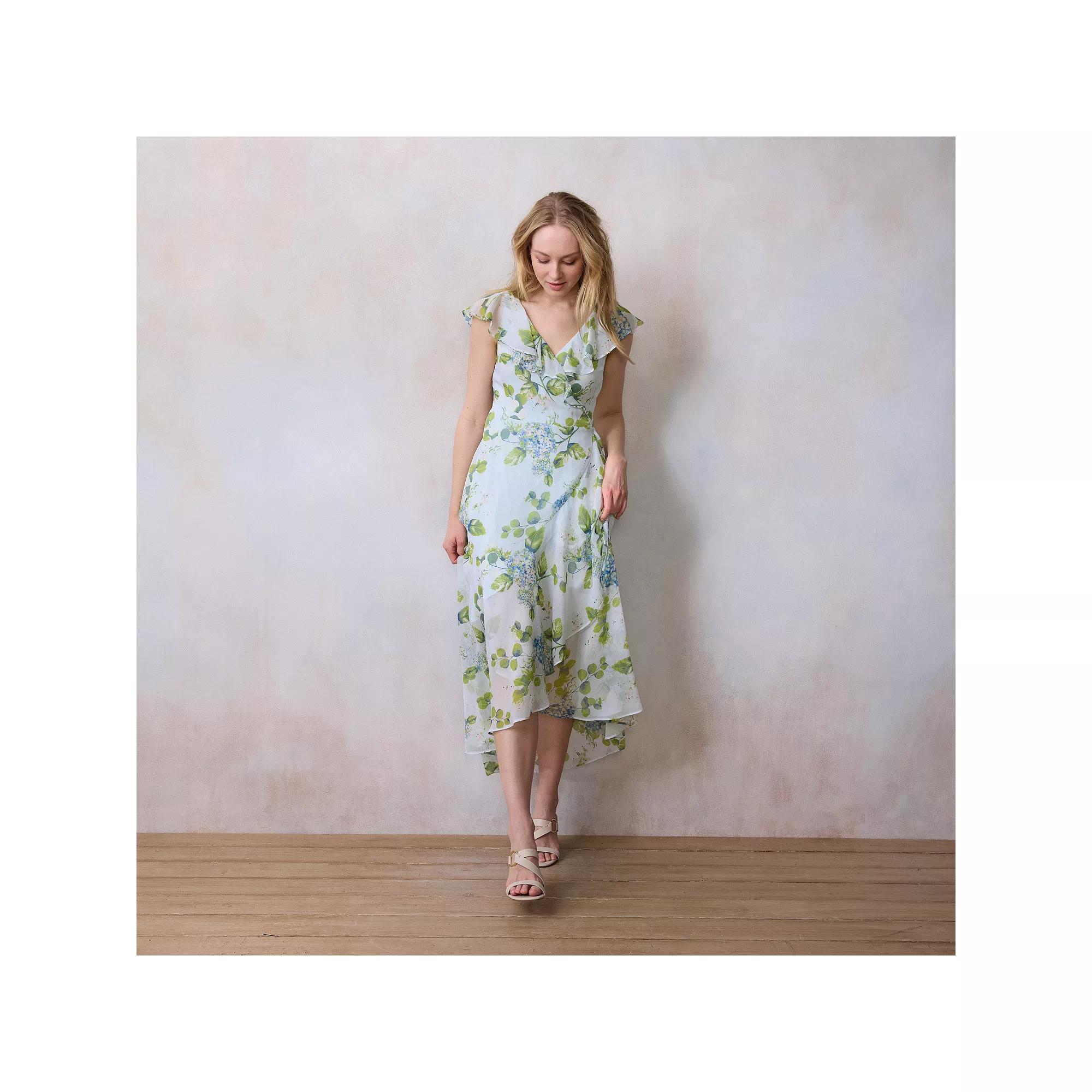 Petite LC Lauren Conrad Flutter Ruffle Wrap Maxi Dress, Women's,  Product Image