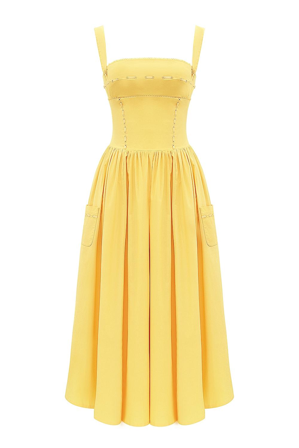 Vivien  apricot cotton midi sundress Product Image