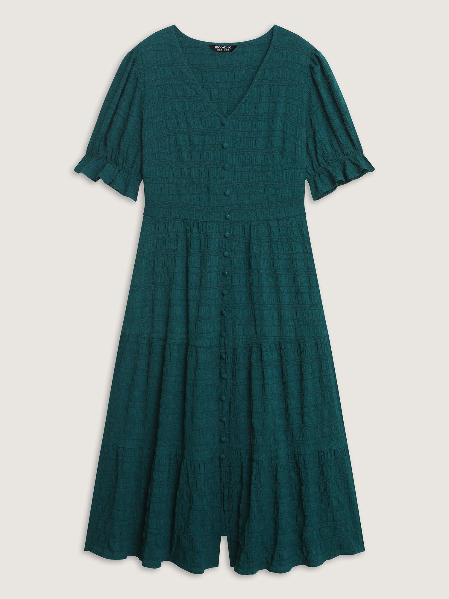 Textured Triangular Cinched-Waist Tiered Maxi Dress Female Product Image