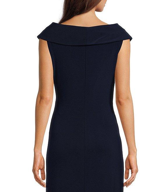 Lauren Ralph Lauren Portrait Collar Cap Sleeve Crepe Sheath Gown Product Image