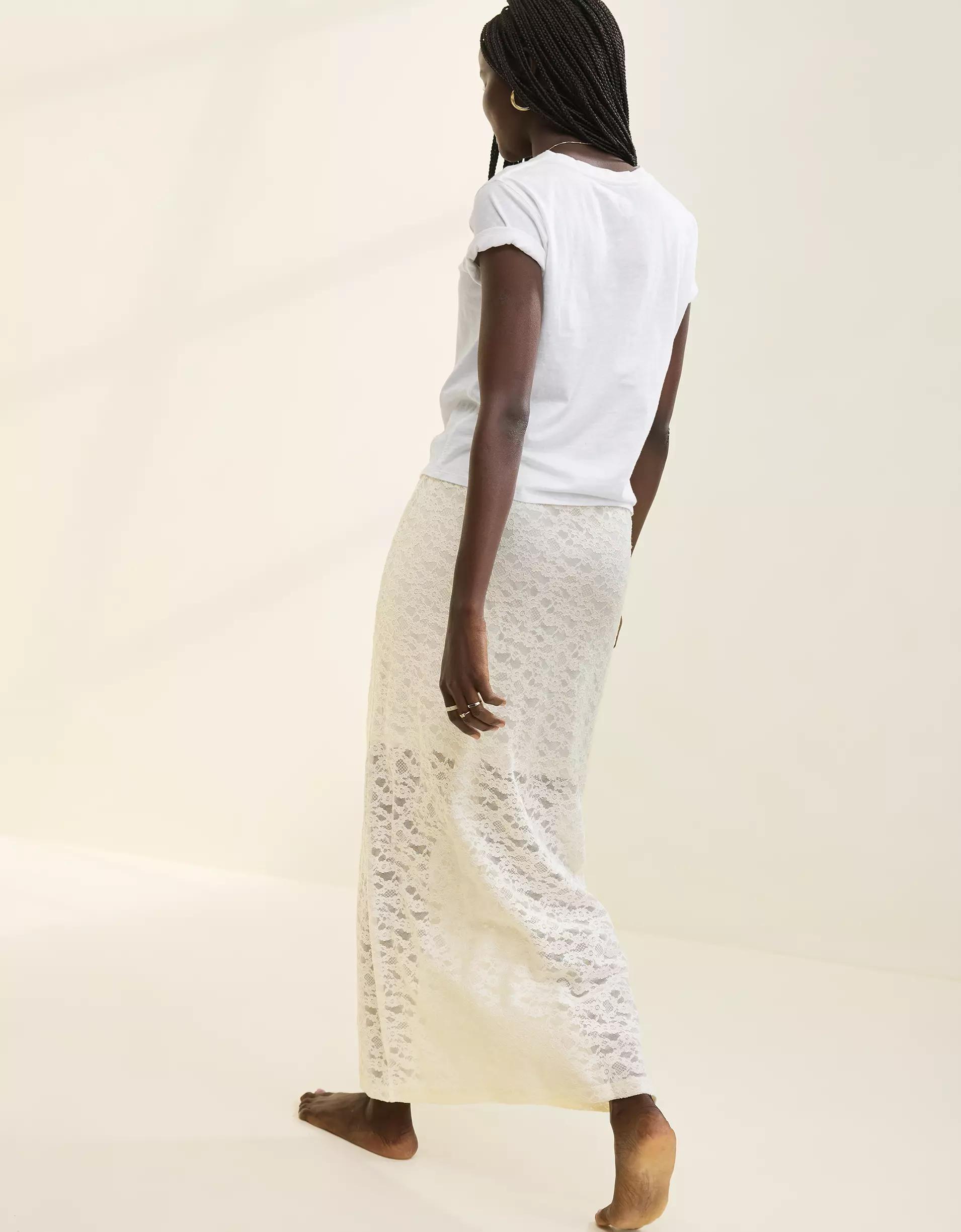 Aerie Vintage Lace Midi Skirt Product Image