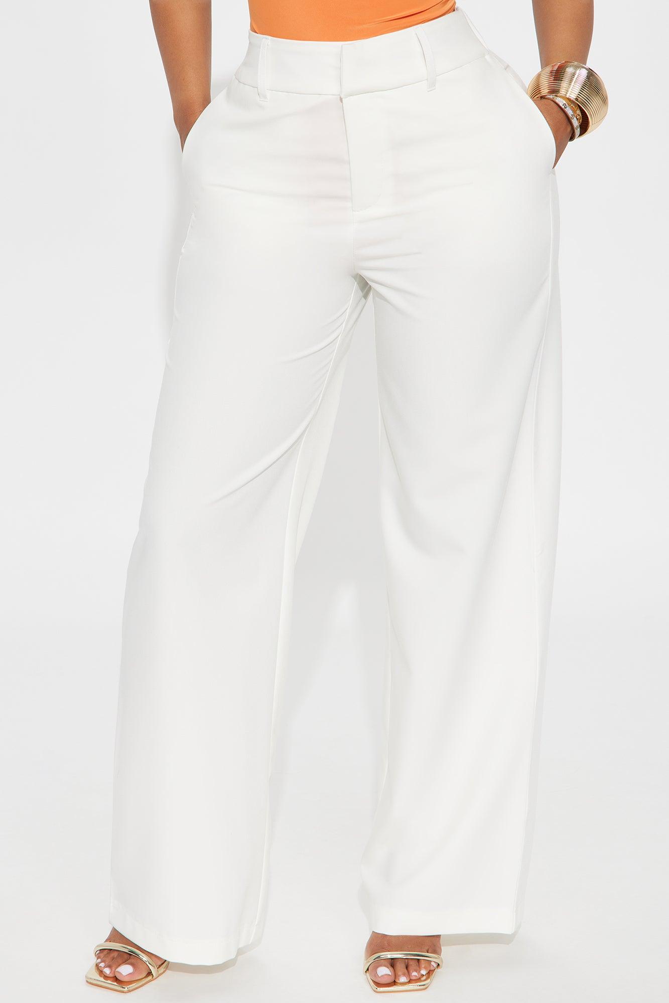 Missy Wide Leg Twill Trouser - Off White Product Image