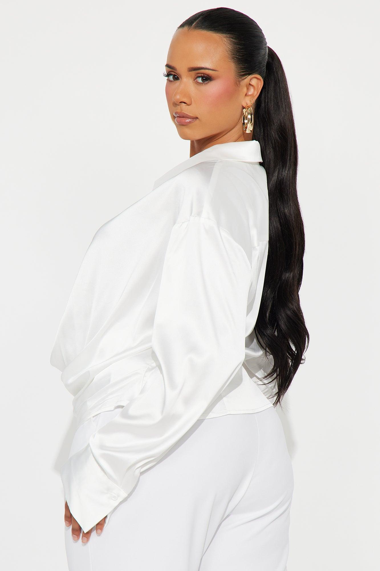 Belong To The City Satin Blouse - White Female Product Image