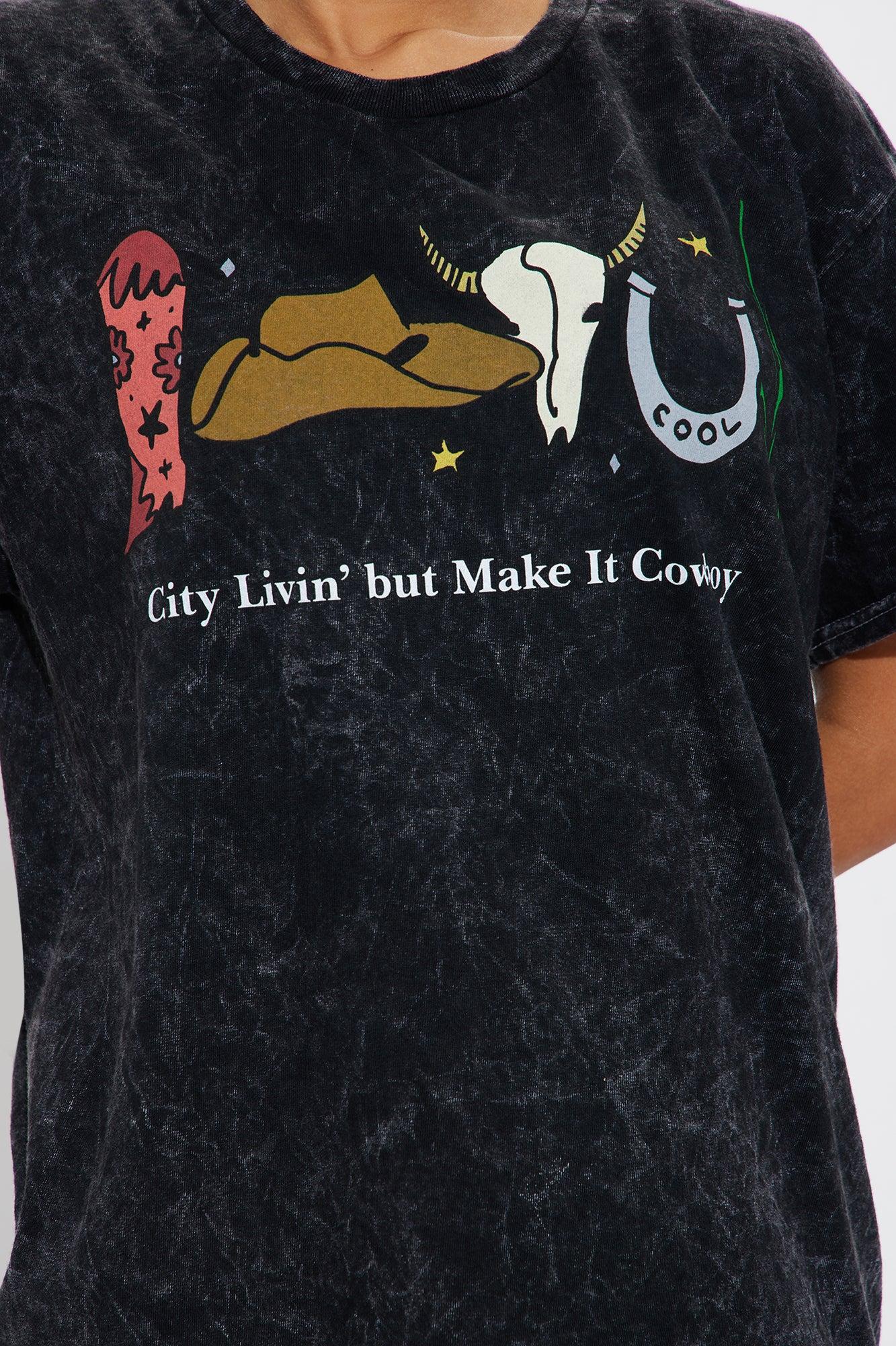Make It Cowboy Washed Tee - Black Product Image