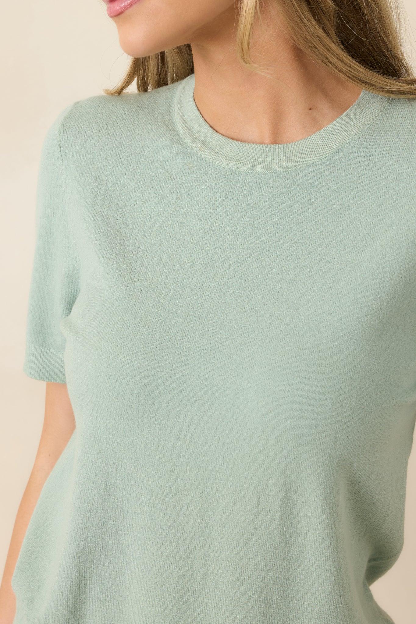 Always A Favorite Seafoam Green Short Sleeve Knit Top Product Image