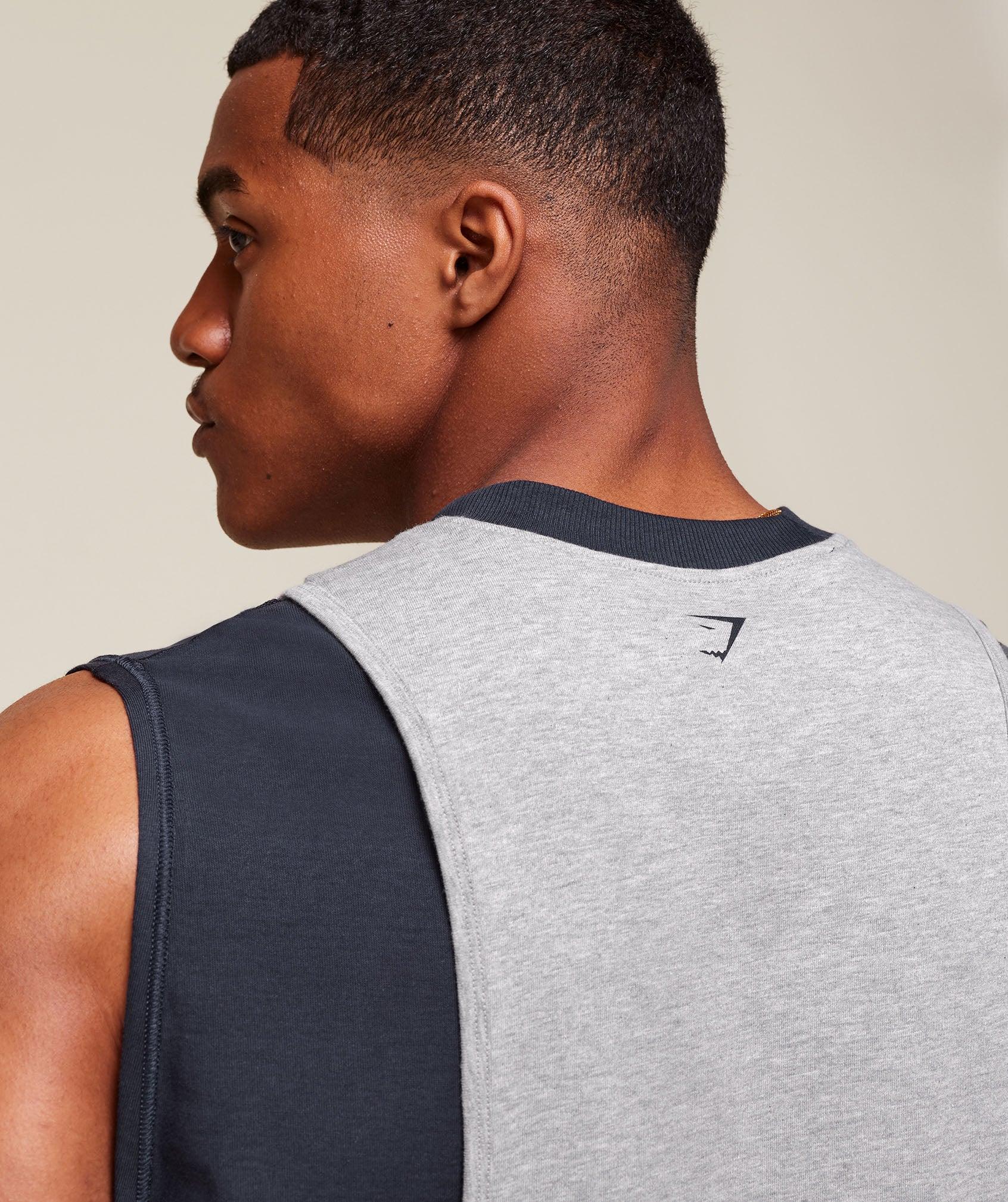 Gymshark GSLC 2in1 Reversible Tank - Light Grey Core Marl/Heavy Blue Male Product Image