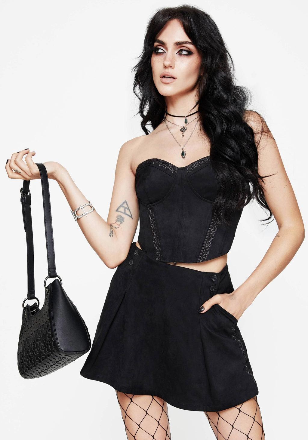 Lauma Embroidered Faux Suede Skort Product Image