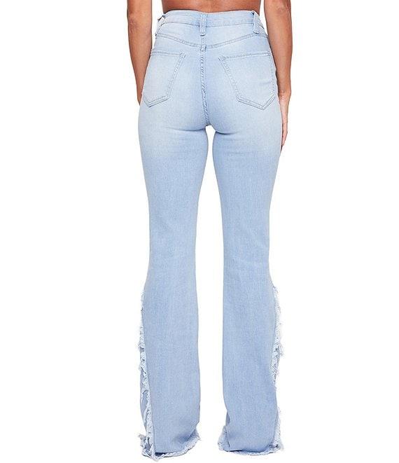 YMI Jeanswear High Rise Fray Side Flare Jeans Product Image