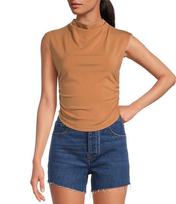 Gianni Bini Knit Mock Neck Cap Sleeve Crop Top Product Image