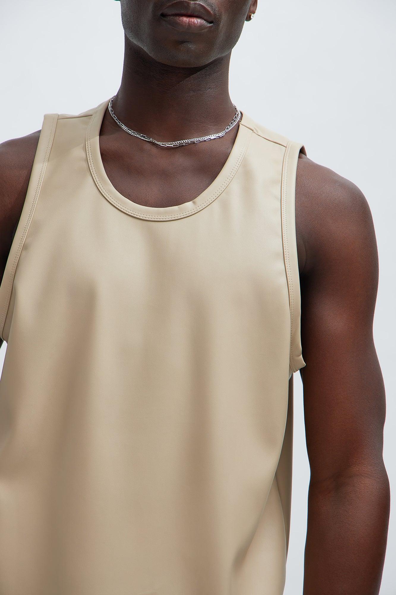 Erickson Faux Leather Tank - Tan Product Image