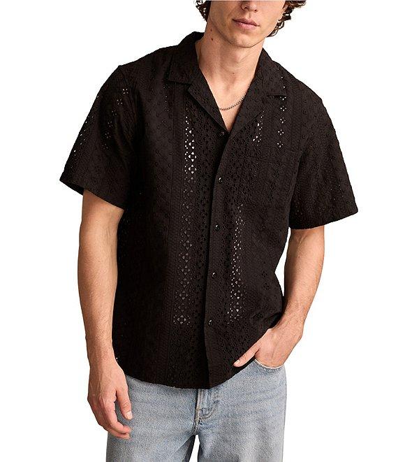 Lucky Brand Eyelet Embroidered Short Sleeve Woven Shirt Product Image