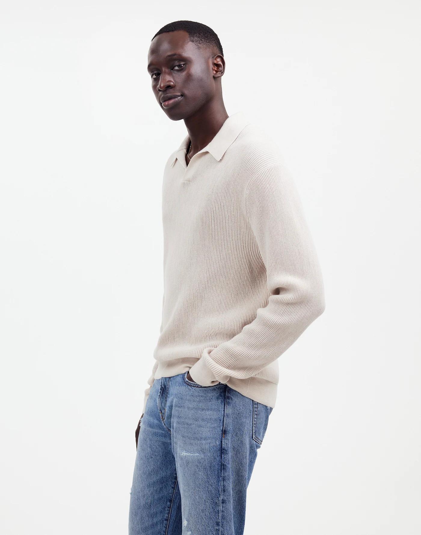 Johnny-Collar Sweater Polo Shirt in Merino Wool Product Image