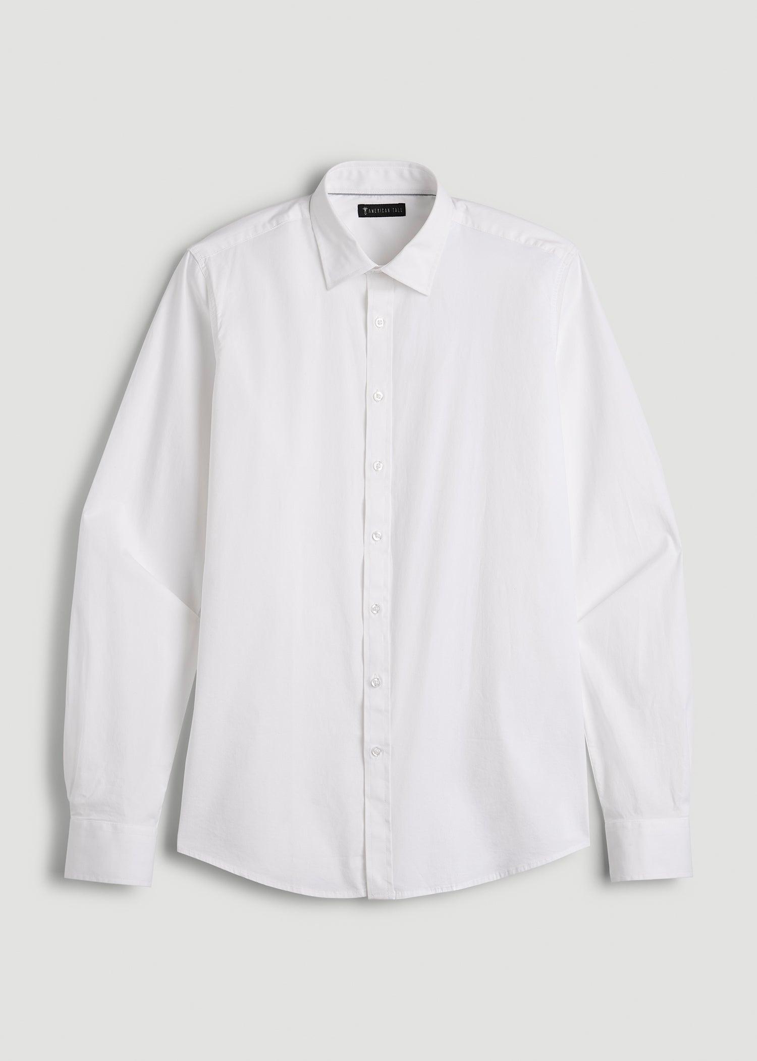Oskar Button-Up Dress Shirt for Tall Men in Bright White Male Product Image