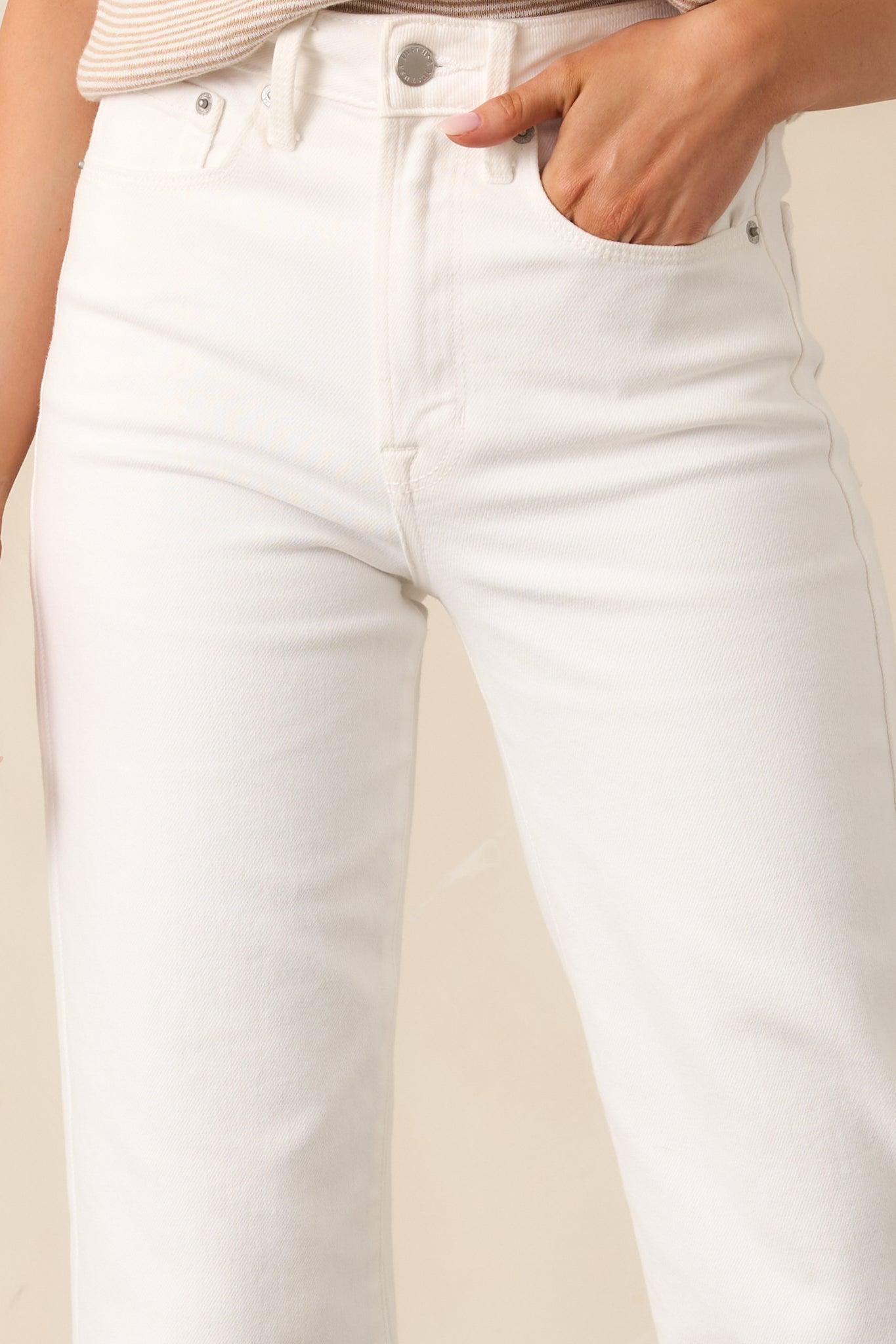 Limitless Time White Straight Leg Jeans Product Image