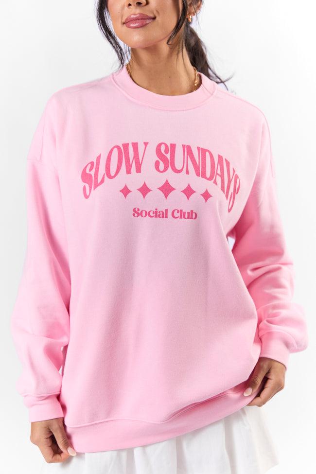 Slow Sundays Light Pink Graphic Sweatshirt Product Image