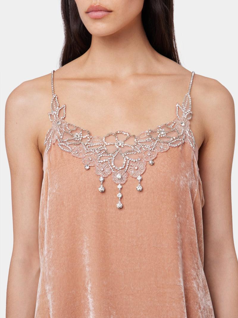 LIGHT PINK SHORT DRESS IN VELVET Product Image