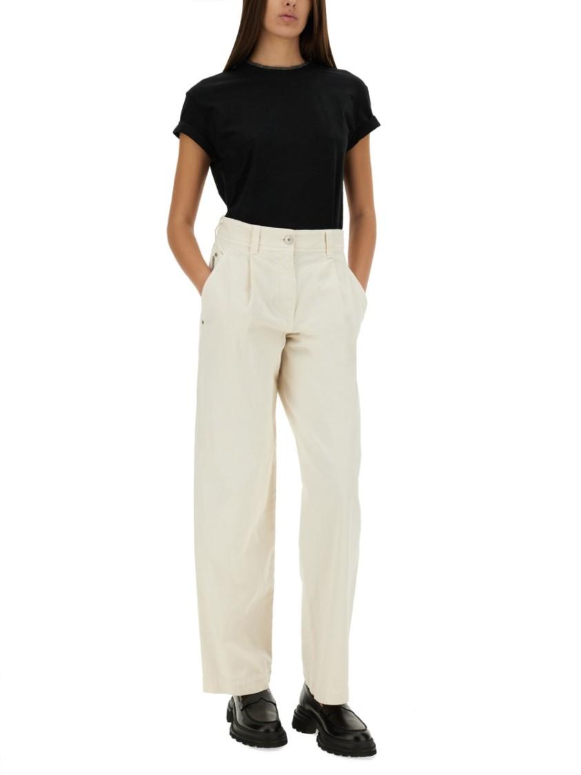 BRUNELLO CUCINELLI Women Stretch Cotton Jersey T-shirt With Precious Faux-layering In Black Product Image