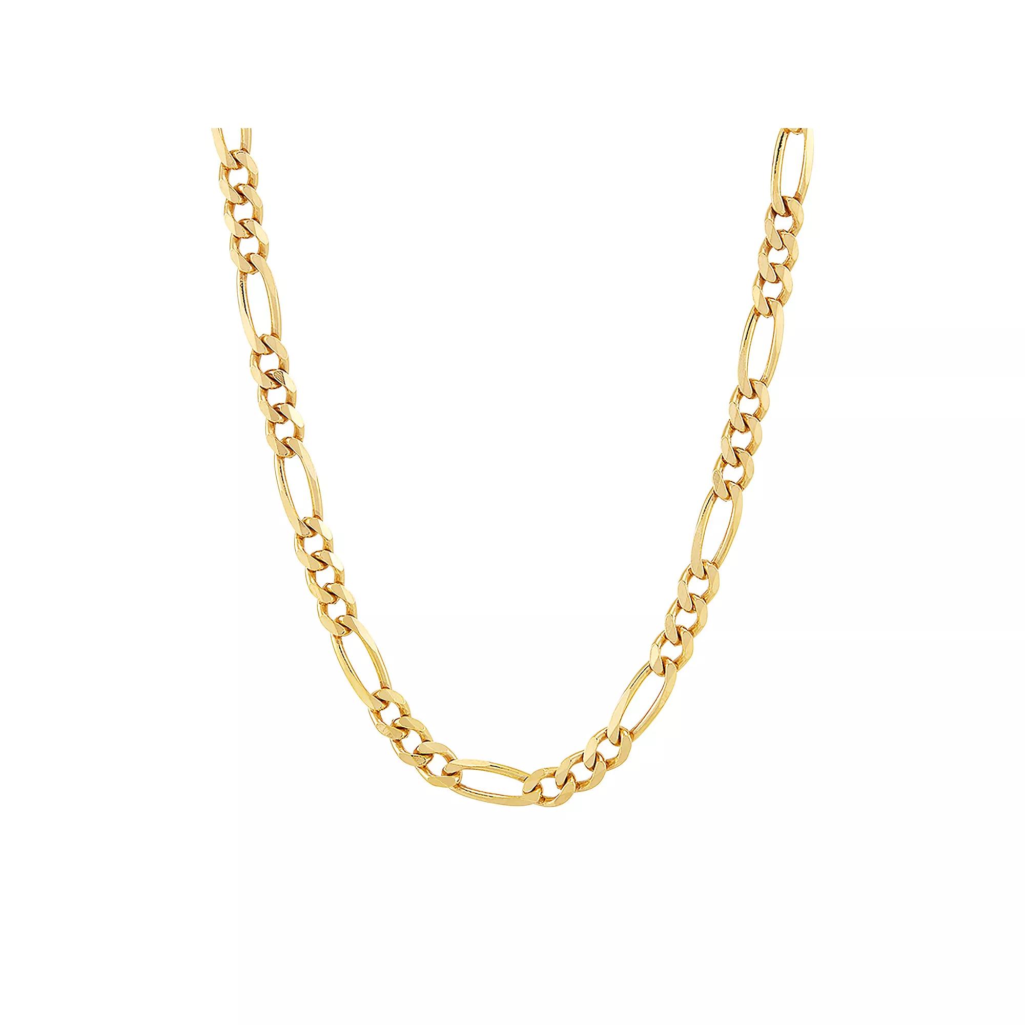 Everlasting Silver Gold Over Silver Solid Beveled Figaro Chain Necklace, Women's, Size: 18", Gold Tone Product Image