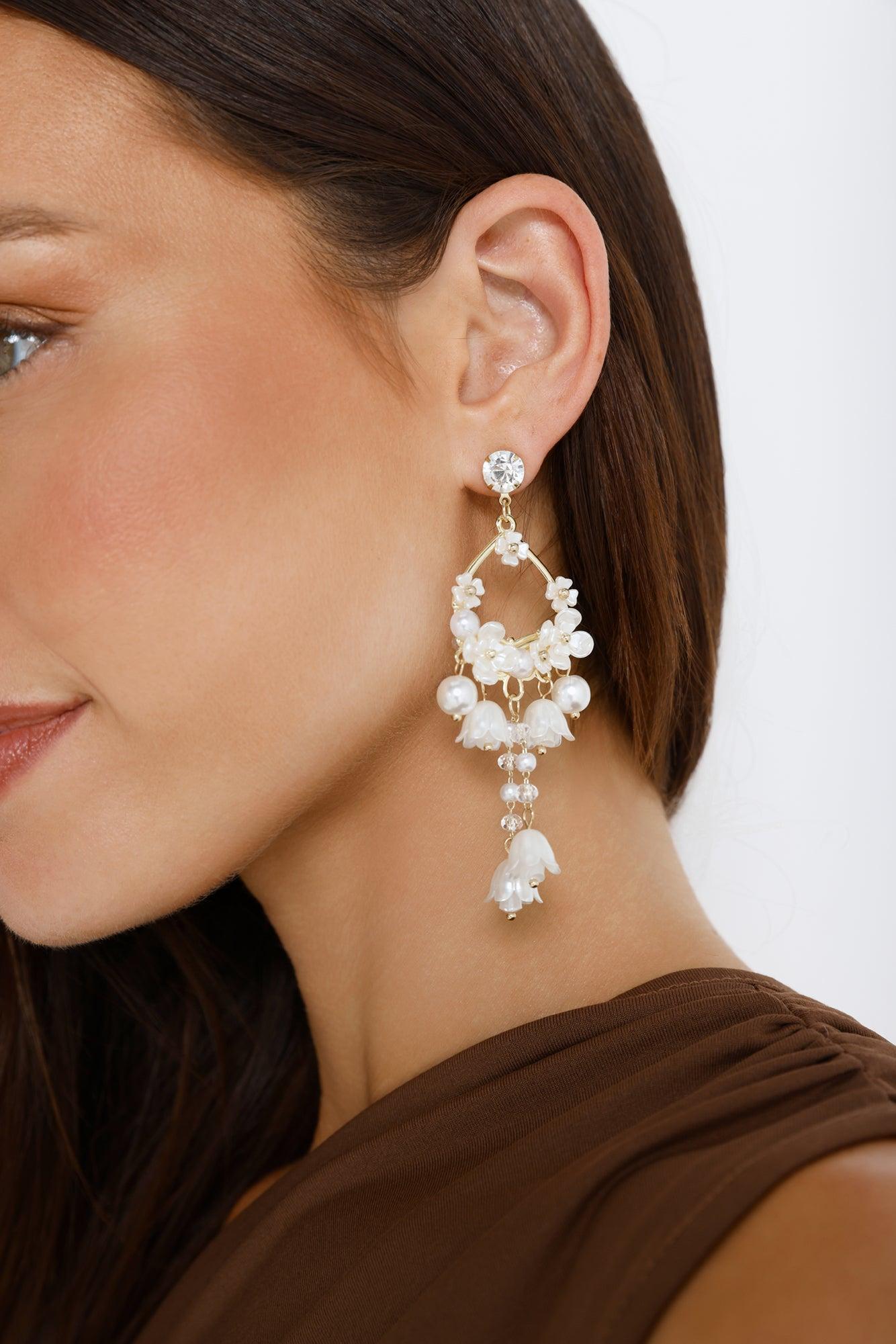18k Gold Plated Sparkle Pearl Earrings Gold Product Image