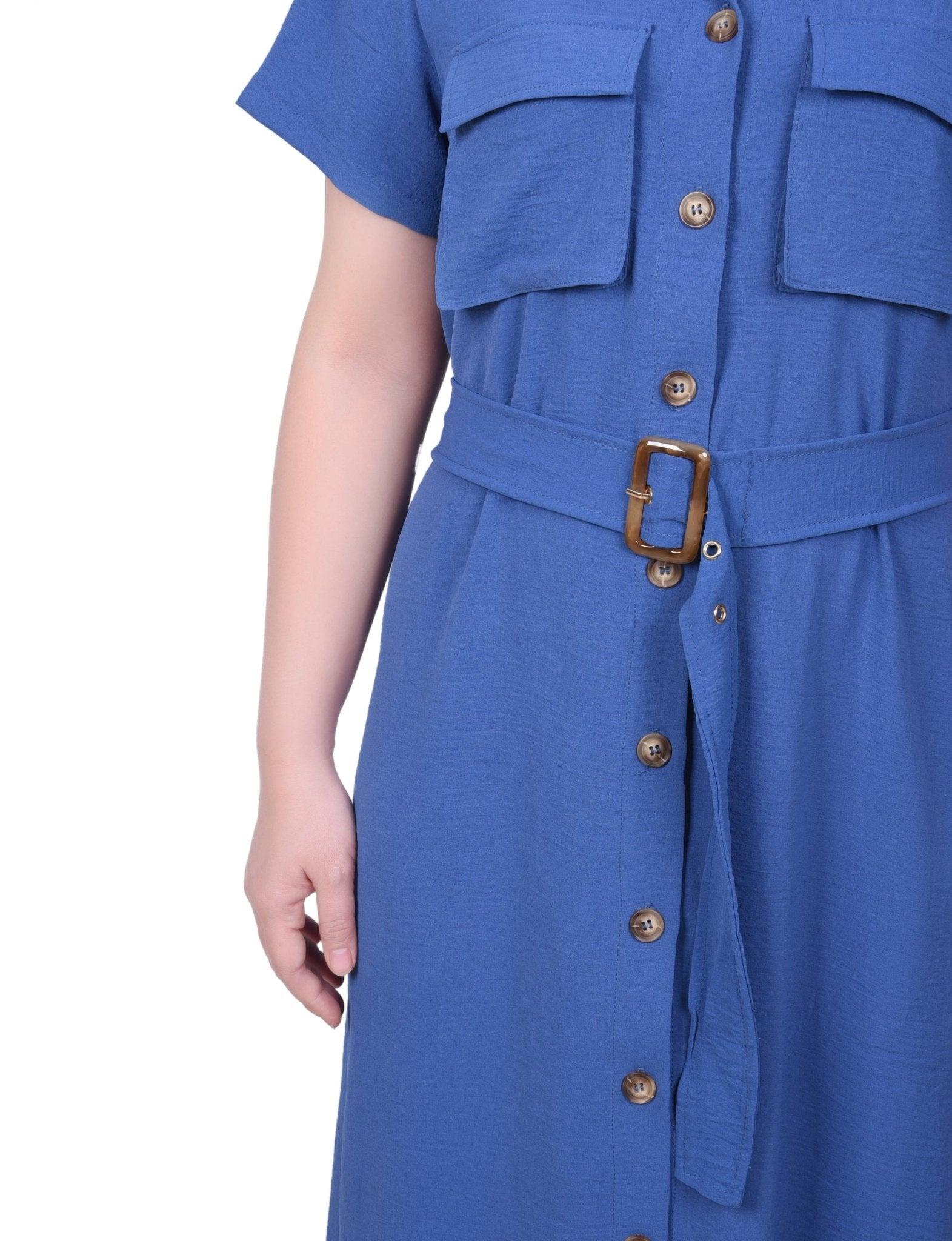 Meerkat Short Sleeve Belted Shirtdress Product Image