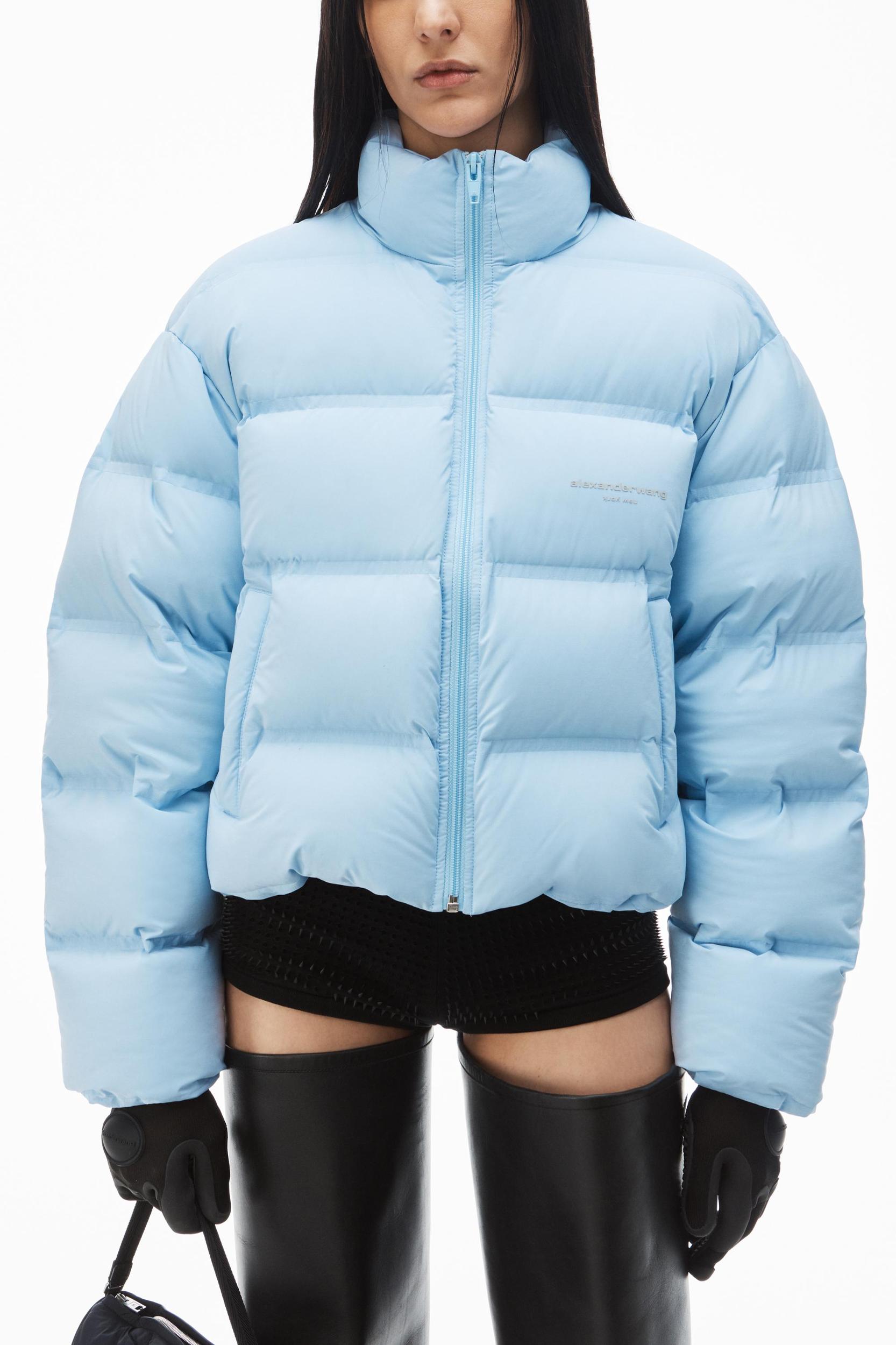 Cropped Puffer Coat With Reflective Logo Product Image