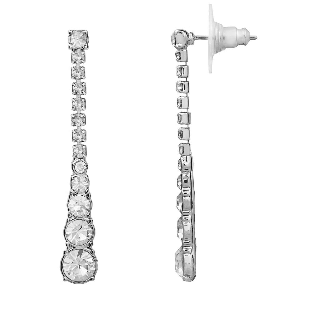 LC Lauren Conrad Linear Simulated Crystal Nickel Free Drop Earrings, Women's, Silver Tone Product Image