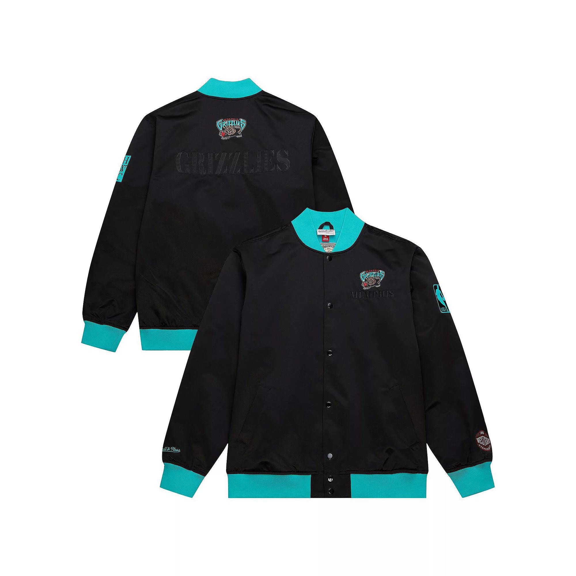 Men's Mitchell & Ness Black Memphis Grizzlies Hardwood Classics Team OG 3.0 Lightweight Satin Full-Snap Jacket,  Product Image