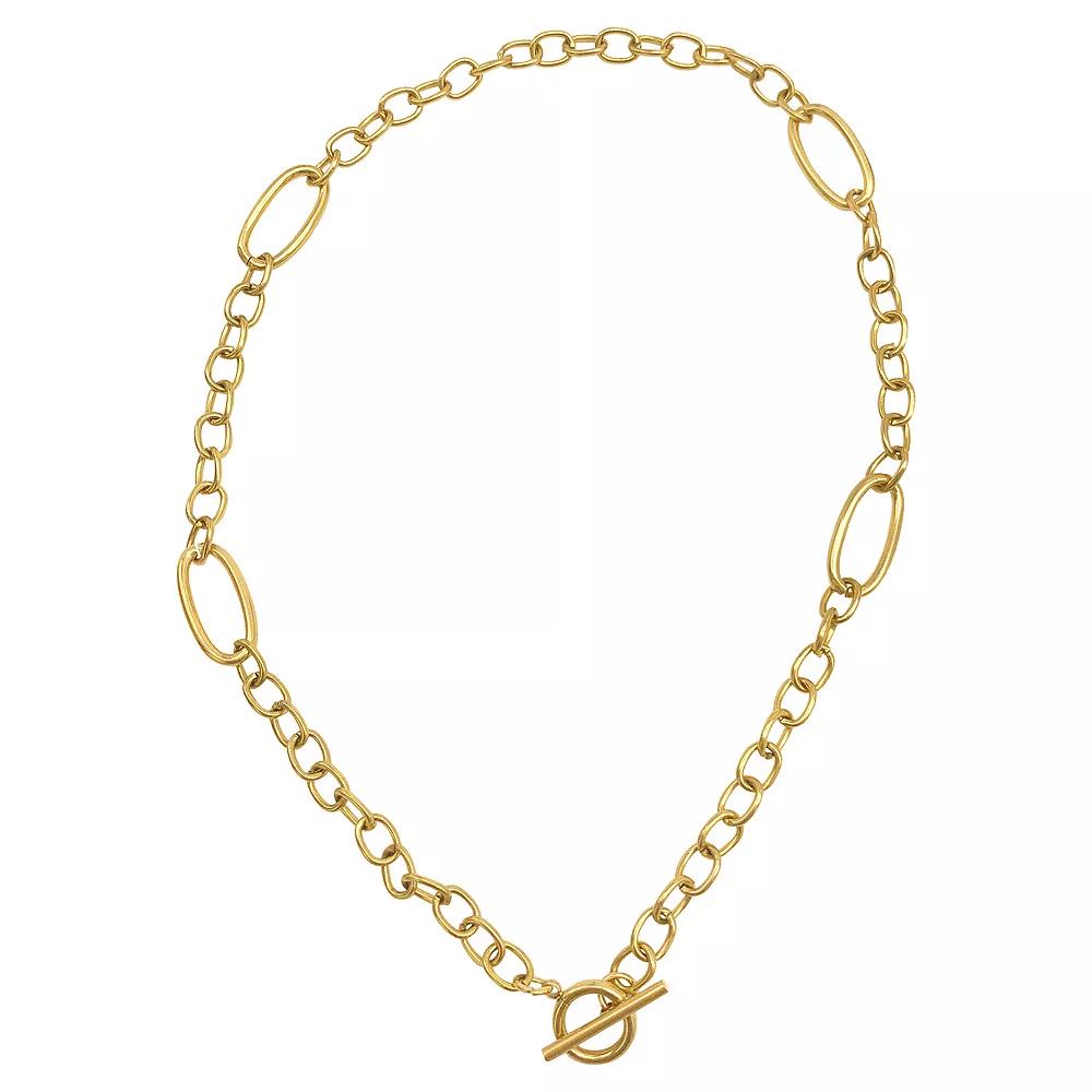 Adornia 14k Gold Plated Stainless Steel Mixed Link Toggle Necklace, Women's, Size: 16", Gold Tone Product Image