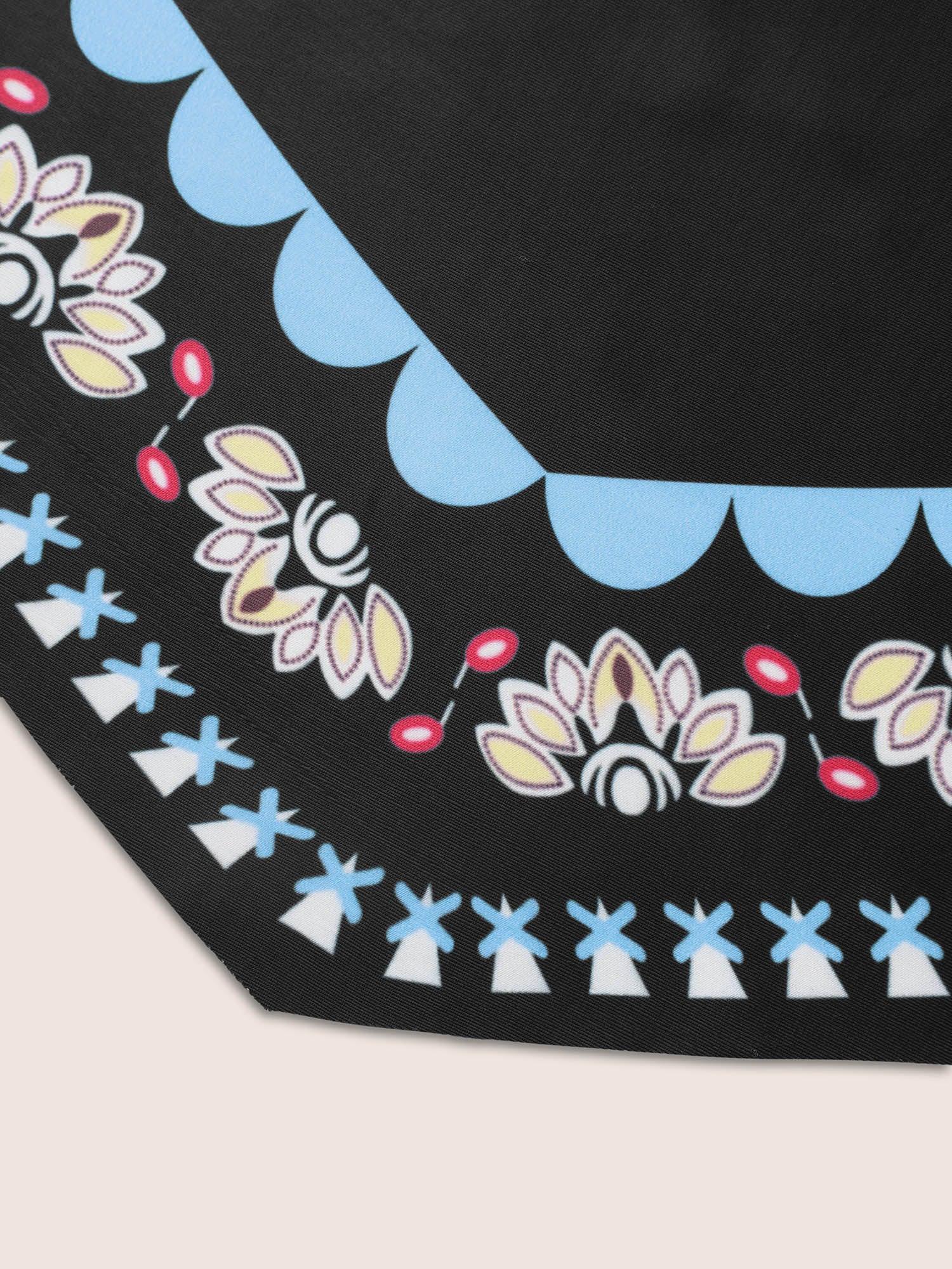 Overlap Collar Boho Print Hanky Hem Swim Dress Female Product Image